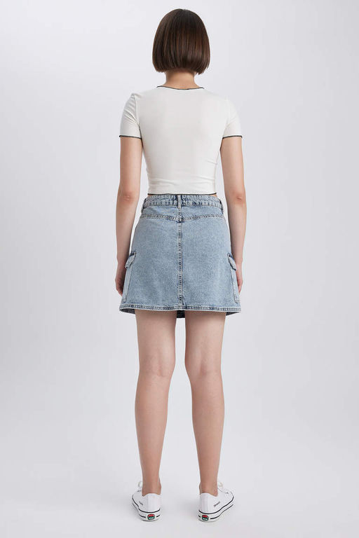 Джинсовая мини-юбка Cargo Fit из 100 % хлопка - Defacto фото 7