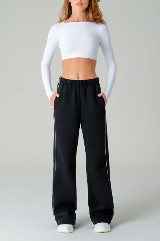 Арт. 7904 Брюки оверсайз с начесом 44-48 (3 шт) Цвет:черный