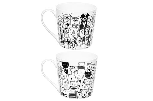Набор 2 кружек 400 мл 12,5*9,5*9 см "Коты и собаки" фарфор NEW BONE CHINA