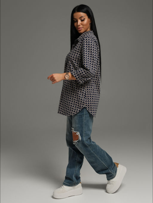 Жанетта туника женская (полоса синий) - Lovetex фото 126