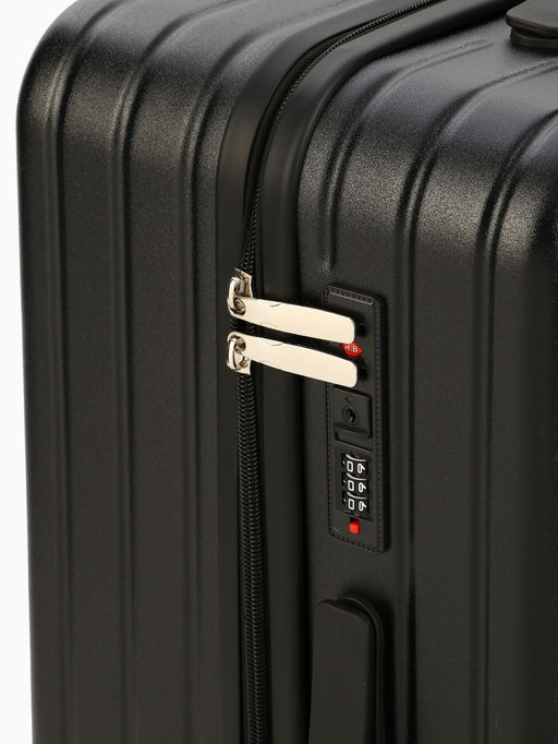 Чемодан на колёсах средний 74 л (М), на молнии, кодовый замок, 4 колеса, чёрный