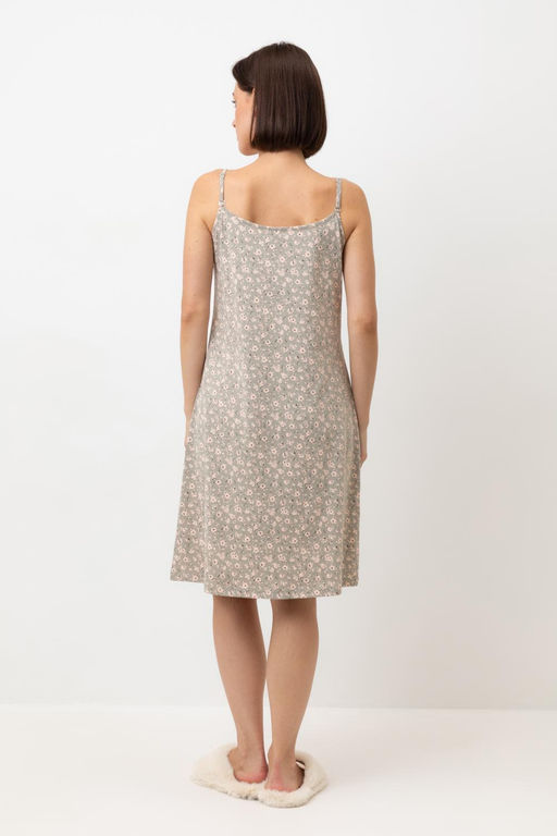 Е 10057/пыльно-оливковый,полевые цветы сорочка ночная жен