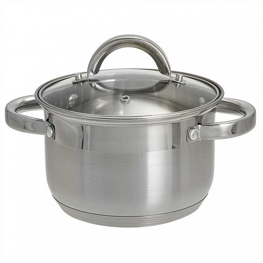 Кастрюля нерж. 2,2л, 16см, стекл. крышка, арт. ВЕ-110/2