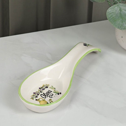 Подставка под ложку Доляна Олива, 21.57.5 см, керамика, белая