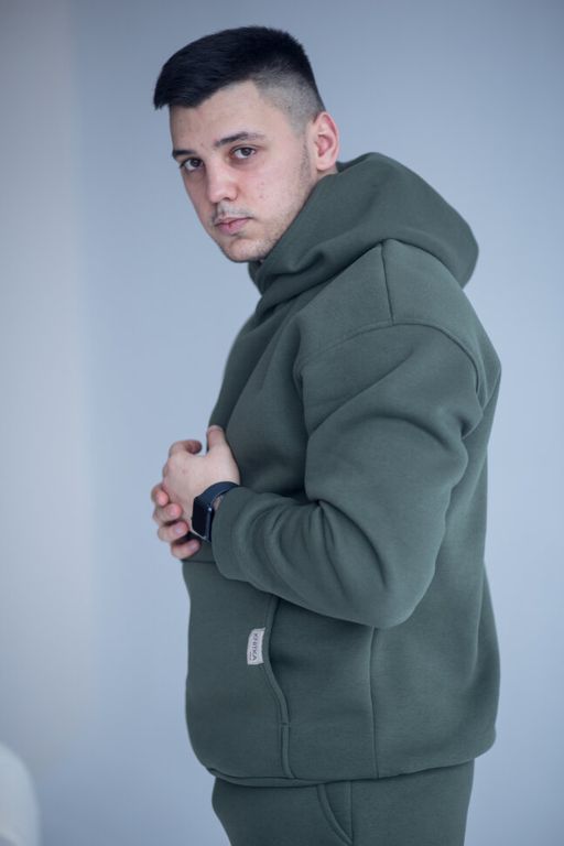 Костюм утепленный футер 3-нитка начес , хаки 265 - Knitka wear фото 7