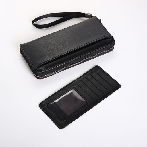 Портмоне-клатч мужской на молнии, с картхолдером, чёрное