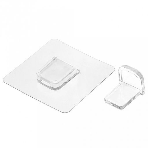 Кронштейн для полки Переставной 6,7х6,7х2,7см, многоразовый, прозрачная основа, пластмассовый съемный крючок 2,3х3х2,4см, в п/эт пакете (Китай) - Домашняя мода фото 2