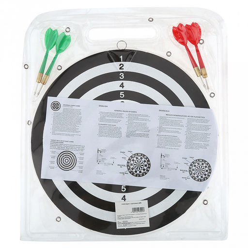 Набор для игры в дартс В яблочко д28,5см, h1см, с дротиками 4шт (красный/зеленый), малый, в блистере с ручкой (Китай) - Домашняя мода фото 3