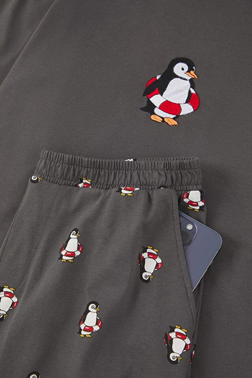 Antrasit Regular Penguen Nak__l_ _rme Pijama Tak_m_ TMNAW23PT00157 - Trendyolmilla фото 2