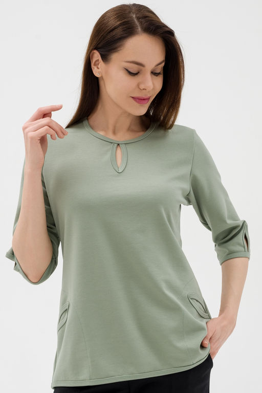 Кофта женская из коттон фита Анфиса полынь - Амадэль фото 3