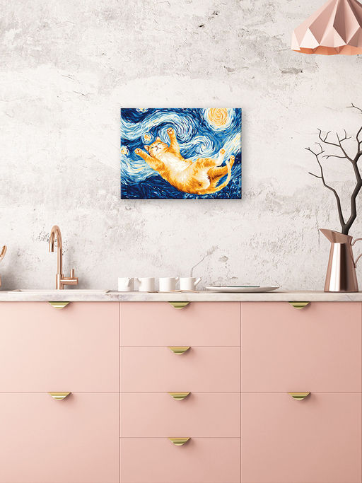 ФРЕЯ PNB/PM-372 Набор для раскрашивания по номерам 40 х 30 см Котик в небе ван Гога