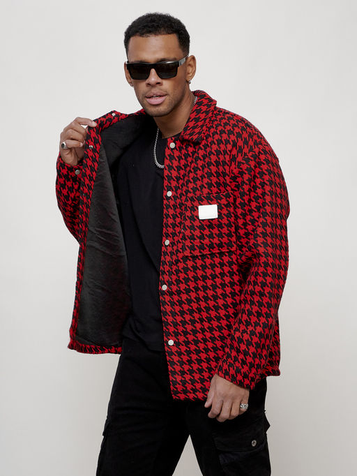 Ветровка рубашка мужская букле красного цвета 58379Kr