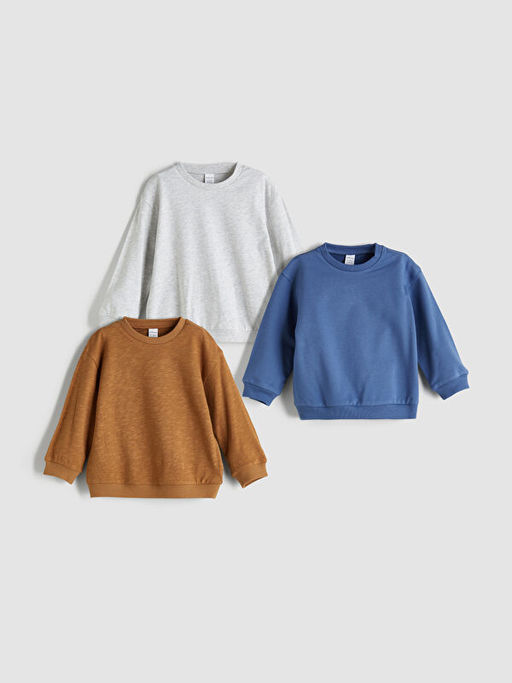 Bisiklet Yaka Basic Erkek Bebek Sweatshirt 3l?
