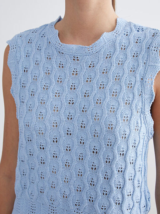 Bisiklet Yaka Ajurlu Kad?n Triko S?veter