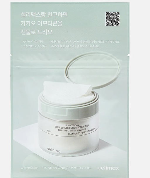 Celimax Ji Woo Gae Cica BHA Blemish Toner Pad 10ea - Пилинг-пэды от воспалений для проблемной кожи