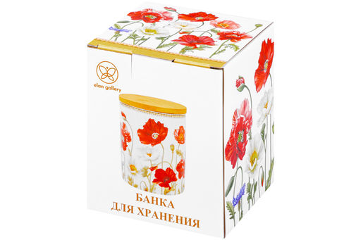 Банка д/хранения 650 мл 10*10*12,5 см Маки с деревянной крышкой с силикон.уплотн. NEW BONE CHINA - Elan gallery фото 15