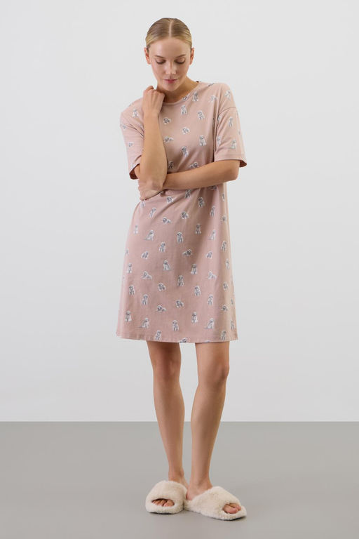 Е 10059/кофейный,забавные пудели сорочка ночная жен - Very neat фото 5