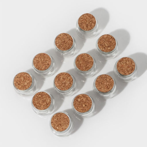 Набор баночек для специй Доляна «Парфе», 200 мл, 7.3×7.2 см, с пробковой крышкой, 12 шт., стекло