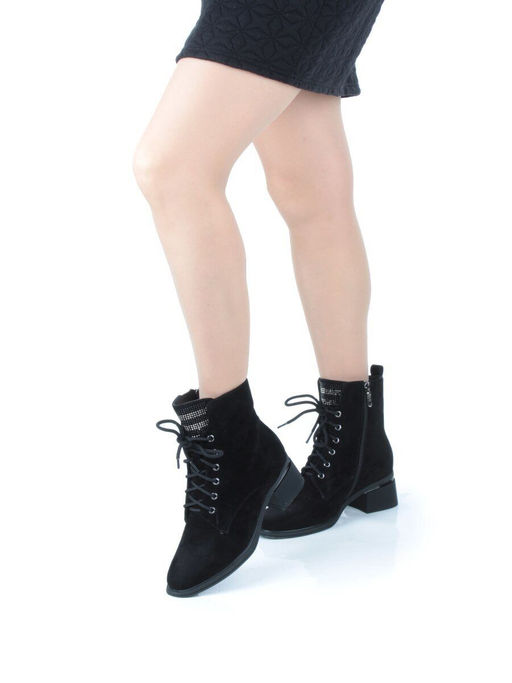 04-M3-H238 BLACK Ботинки зимние женские (натуральная замша, натуральный мех) - Фабричный китай фото 2