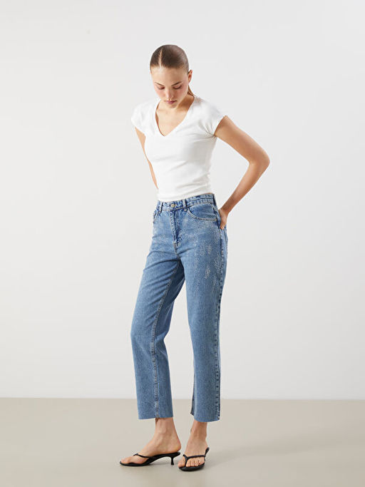 Straight Fit Kad?n Jean Pantolon