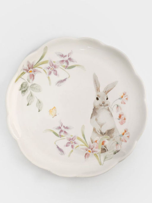 Тарелка закусочная, 20 см, керамика, белая, Кролик с цветами, Flower Rabbit - Anna lafarg фото 6
