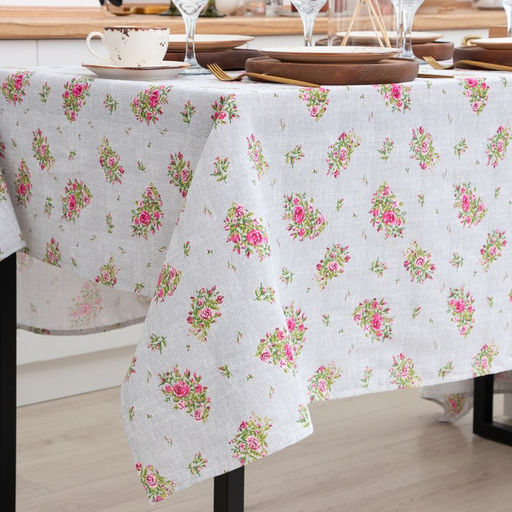 Скатерть Доляна Roses on linen 146х220 см, 100% хлопок, рогожка 164 г/м2  фото 2