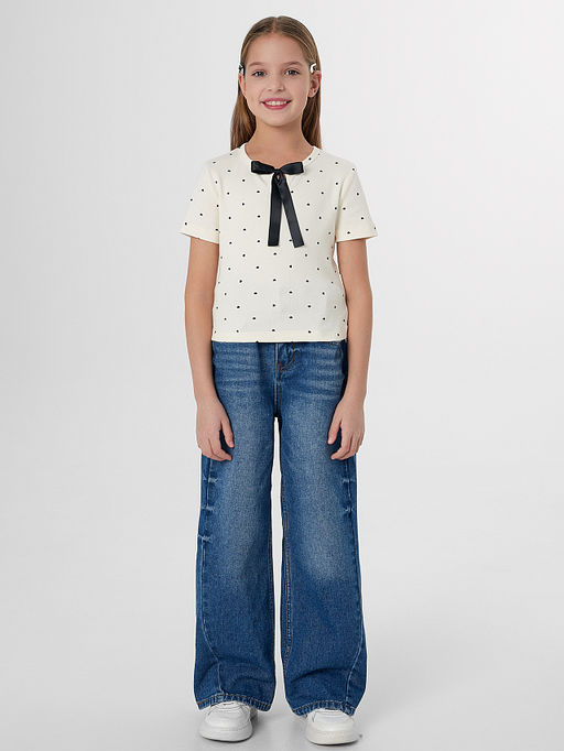 Джинсы для девочек синие wide leg - Mark formelle фото 4