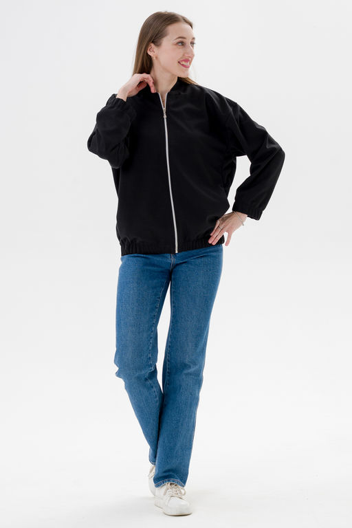 Бомбер из коттон фита чёрный макси - Амадэль фото 3