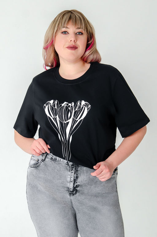 Арт. 3-1152 Футболка женская 50-58 (5 шт) Цвет:черный - Калинка фото 15