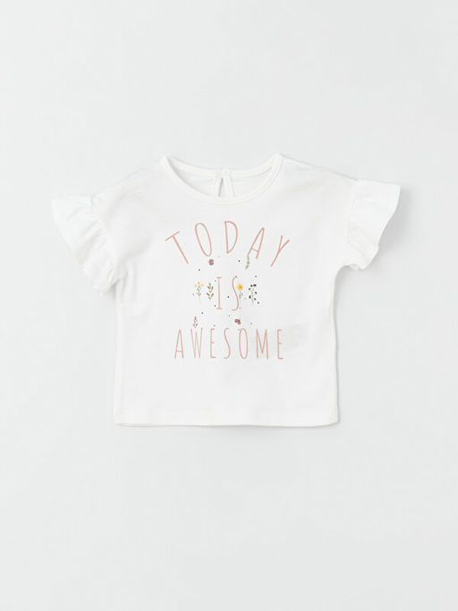 Bisiklet Yaka Bask?l? Pamuklu K?z Bebek Bluz ve Tayt 2li Tak?m - Waikiki фото 2