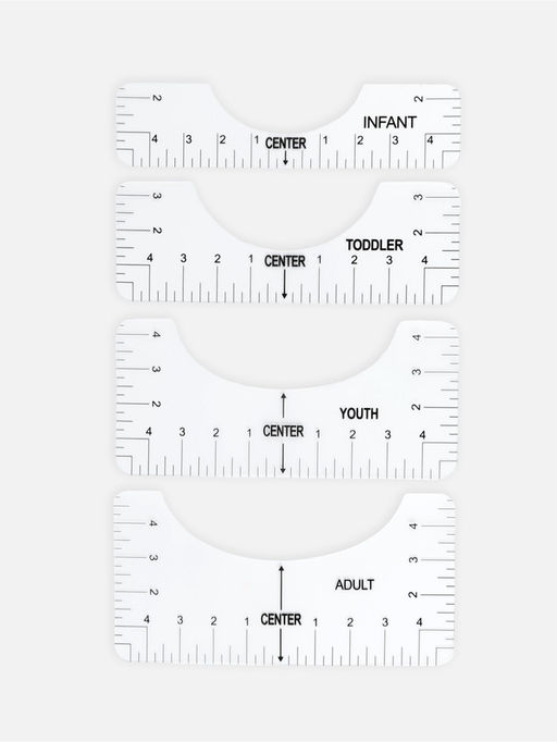 Набор линеек для раскроя горловины, 4 шт., 25.4×6.35/8.9/11.5/12.7 см