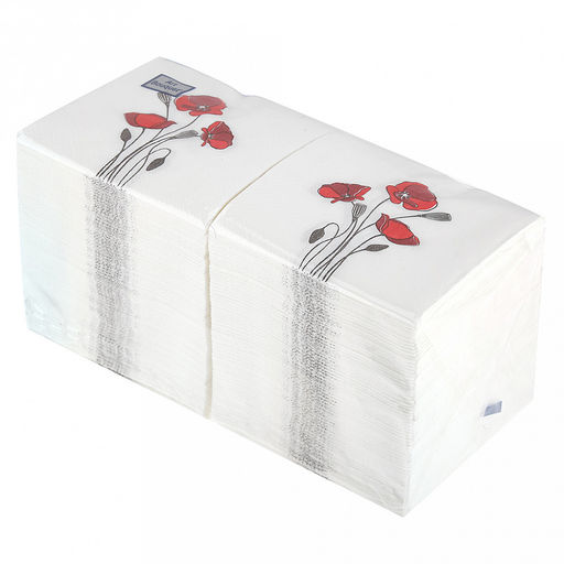 Салфетки бумажные Art Bouquet 20х20см, 2-х слойные, 250 штук в упаковке, 100% целлюлоза, Маки (Россия)  фото 4
