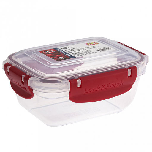 Контейнер для продуктов пластмассовый Мастер 0,4л, прямоугольный, с клипсами, воздухонепроницаемый (герметичный), съемный силиконовый уплотнитель, подходит для СВЧ, цвета микс (Россия) - Домашняя мода фото 4