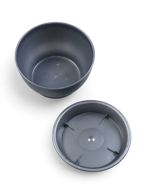 Цена за 3 шт. Горшок для цветов «Фиалочка», 500 мл, d=12.5 см, h=7 см, пластиковый, серый