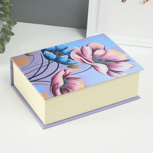 Шкатулка - книга для украшений «Прекрасные цветы», искусственная кожа, 15.5×21.5×7 см