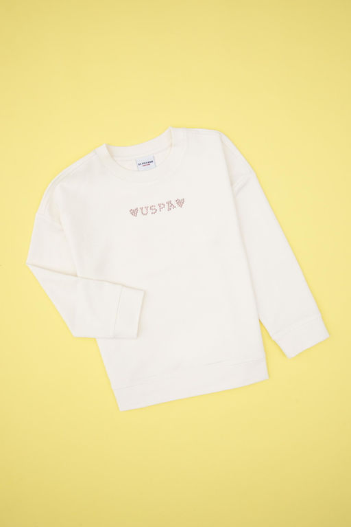 K_z _ocuk Krem Bisiklet Yaka Sweatshirt Sepette S_rpriz _ndirim