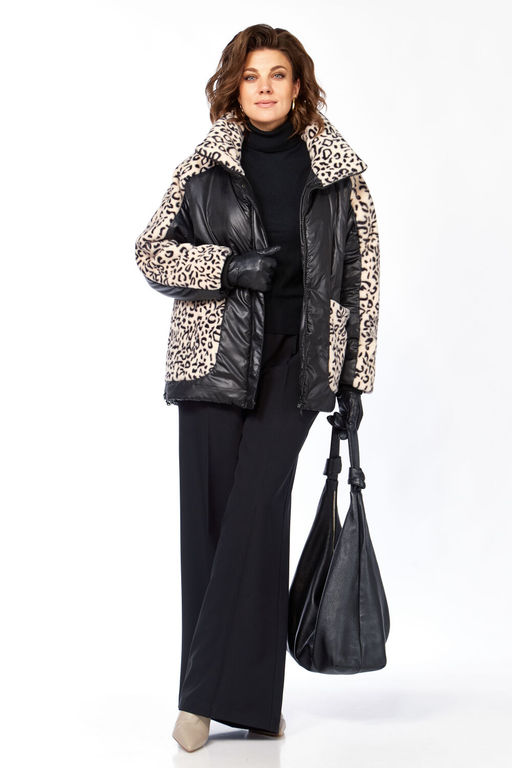Куртка LADY SECRET 7294 черный/леопардовый мех