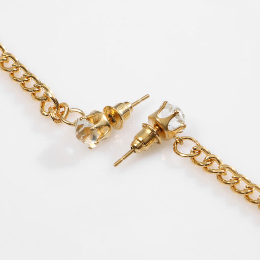 Серьги металл Сердца на цепочке, цвет белый в золоте - Qf фото 2