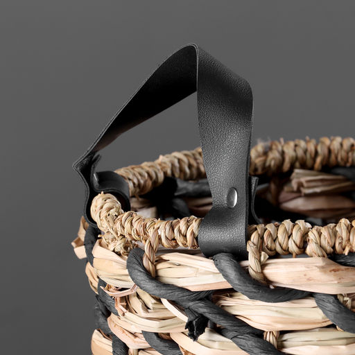 Плетёная корзина для хранения с ручками Суматра, 260260260 мм, натуральный, чёрный - Simaland фото 3