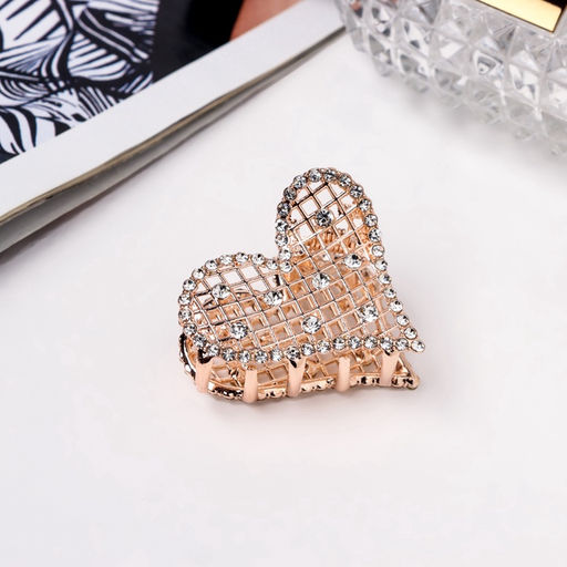 Цена за 6 шт. Крабик для волос «Элери», сердце, 4 см, золото