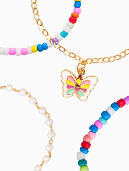 Цена за 2 шт. Набор детских браслетов 4 шт. «Выбражулька. Тренд. Бабочка и бисер», d=7 см, разноцветные