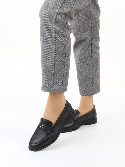 03-DEB55-1 BLACK Лоферы женские (натуральная кожа)