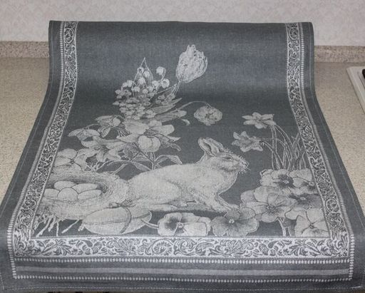 Полотенце жаккардовое Премиум Пасхальный кролик-серый 50*70 см. - Лен поволжья фото 2