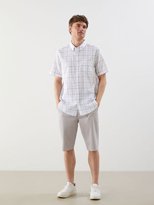 Regular Fit K?sa Kollu Ekose Arm?rl? Erkek G?mlek