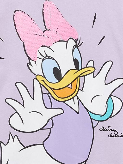 Bisiklet Yaka Daisy Duck Bask?l? Uzun Kollu K?z ?ocuk Ti??rt - Waikiki фото 3