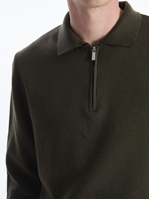 Polo Yaka Uzun Kollu Erkek Triko Kazak