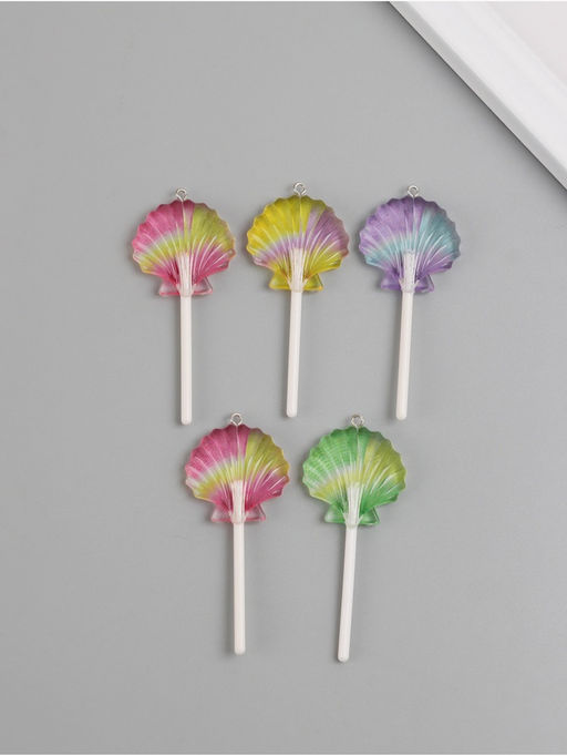 Цена за 5 шт. Подвеска для творчества акрил «Ракушка на палочке», 6×3×1 см, МИКС