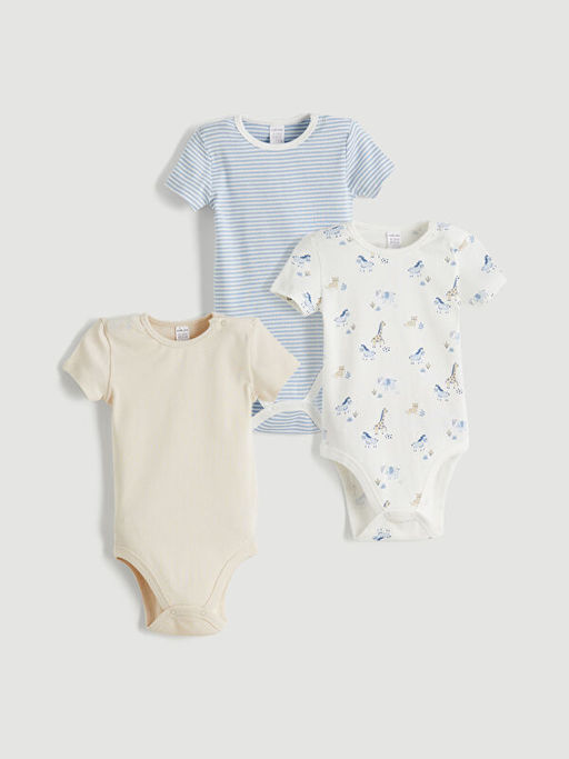 Bisiklet Yaka Erkek Bebek ??t??tl? Bodysuit 3l?