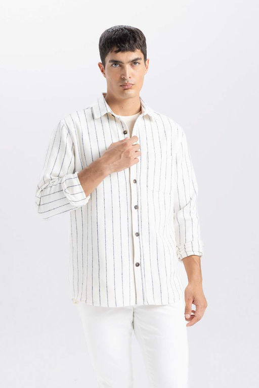 Полосатая рубашка Lumberjack с длинным рукавом стандартного кроя - Defacto фото 4