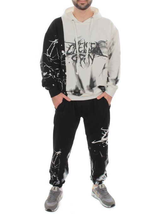 2608/7325 WHITE/BLACK Костюм спортивный мужской (75% хлопок, 20% полиэстер, 5% спандекс) - Fashion фото 2